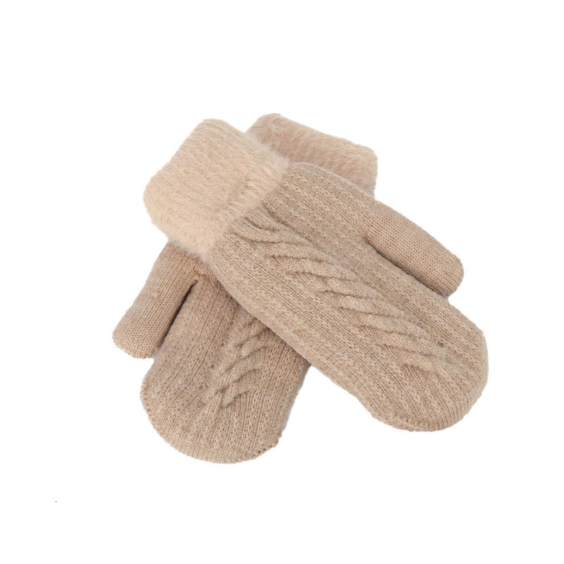 Korean version of mens and womens gloves winter couple with thick velvet cute cold resistant warm simple all finger connected cycling for students