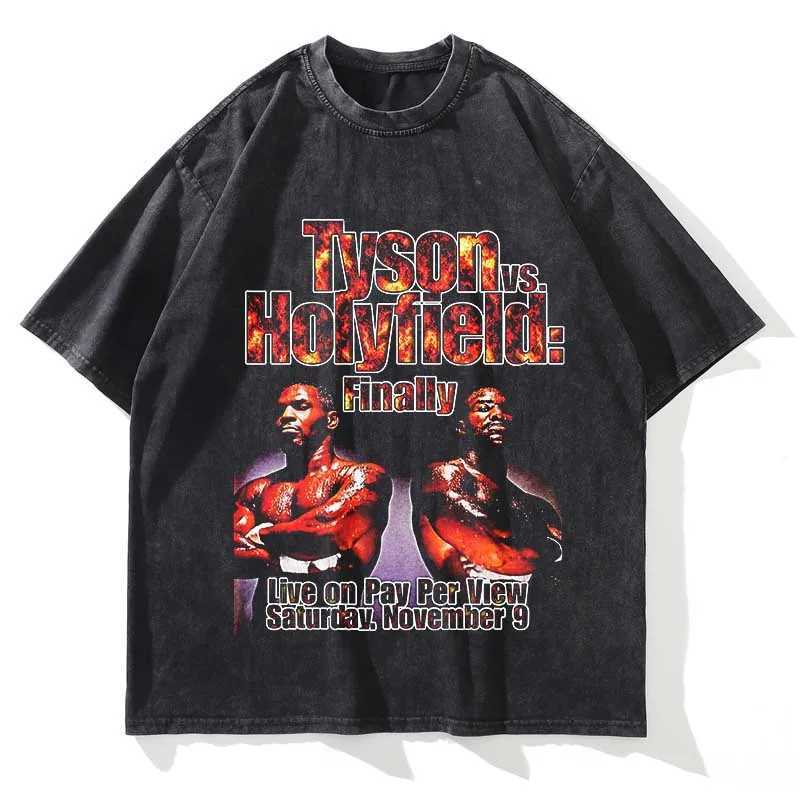 Summer Men Washed T Shirt Women Boxing star Graphic Printed Short Sleeve Oversized Vintage Casual Fashion Crew Neck T Shirt X250403