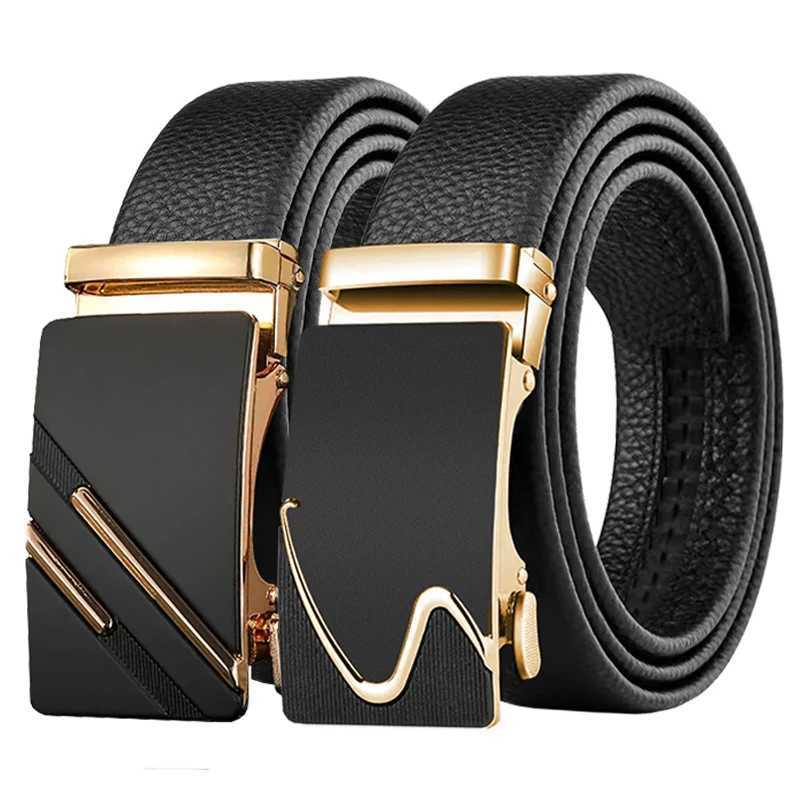 Mens Fashion Belt - High quality PU soft leather metal buckle strap made of genuine leather suitable for work pants and jeans. W250402
