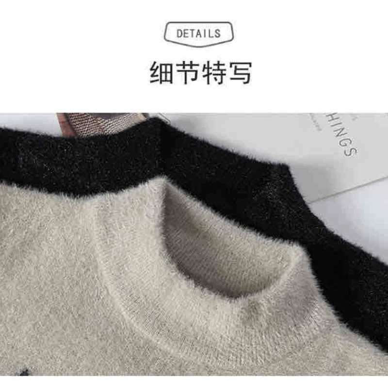 New Mens Half Turtleneck Knitwear Sweater Contrast Color Slimming Korean Warm Pullover Tops Casual Jacquard Pattern SweatersT251103