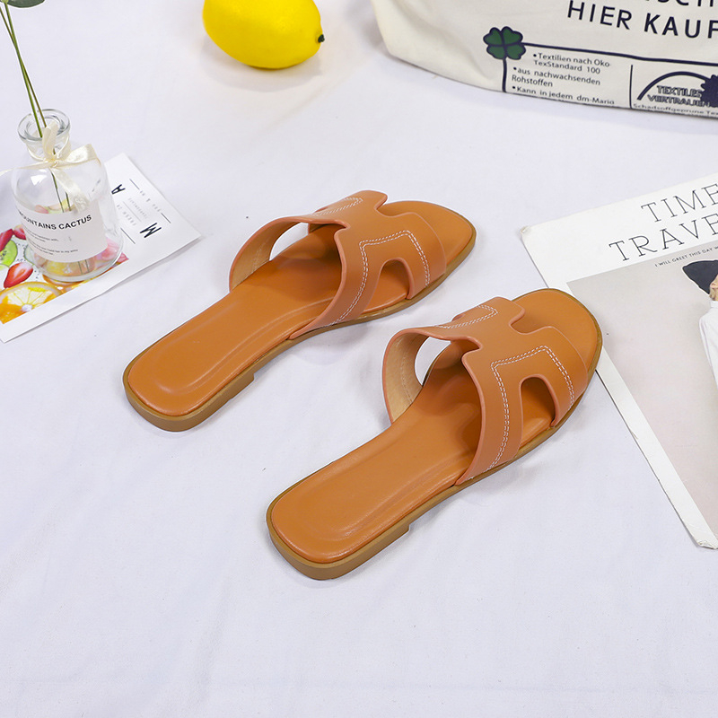 hot free shipping designer Slippers Outdoor Soft sliders Patchwork black casual beach shoes for woman
