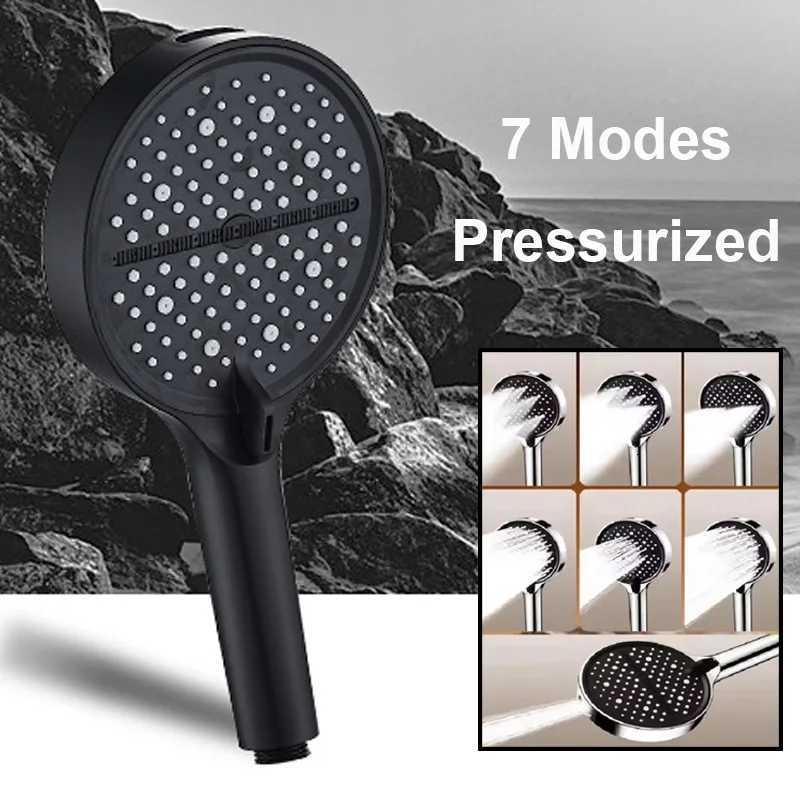 14cm Large Panel 7 Modes Handheld Shower High Pressure Water Saving Spray Nozzles Large Flow Massage Bathro Shower Y251103