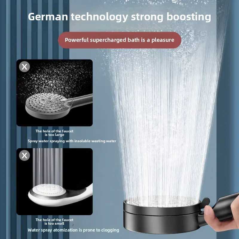 Black 5 Modes Shower Adjustable High Pressure Water Saving Shower Water Massage Shower Bathro Accessories Y251103qw