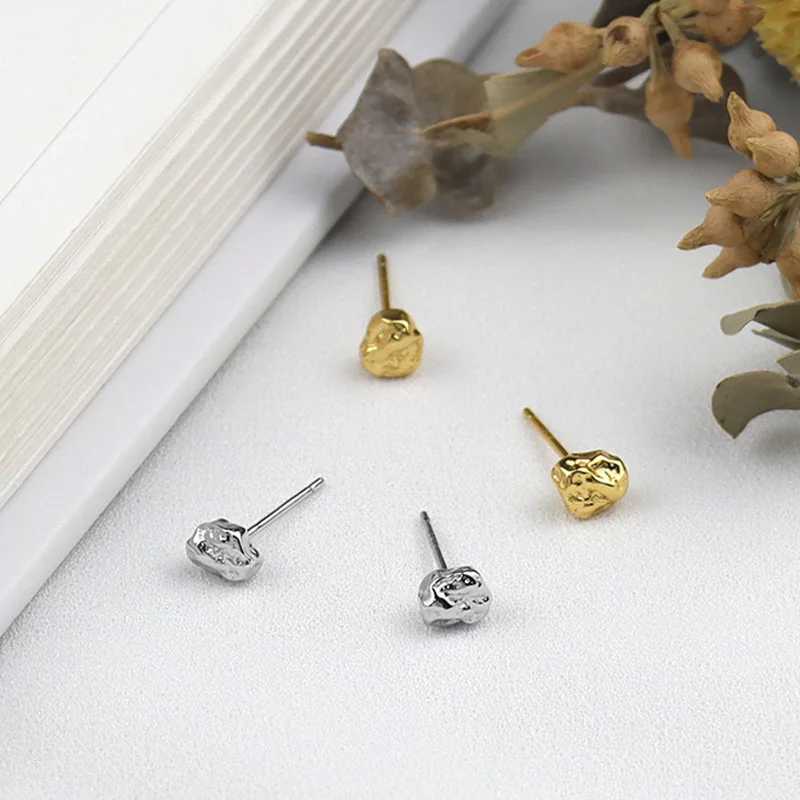 Minimalist 925 Sterling Silver Stud Earrings Stone Vintage Geometric Ellipse Handmade Earrings Party Accessories Jewelry Gift C251103