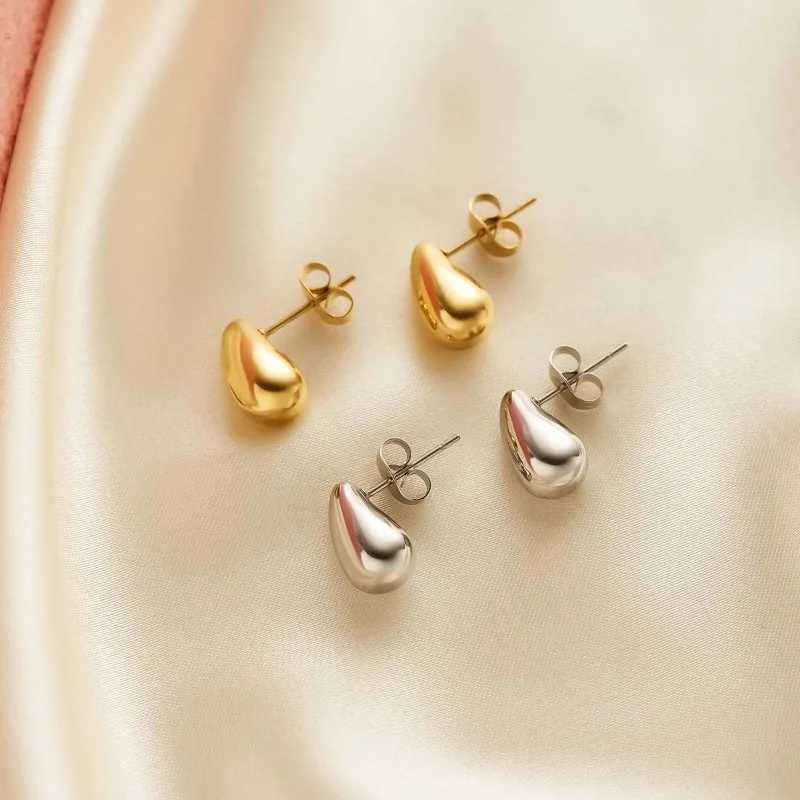 Fashionable Minimalist Gold Color Stainless Steel Irregular Water Drop Stud Earrings for Woman Charm Korea Jewelry Colorfast C251103