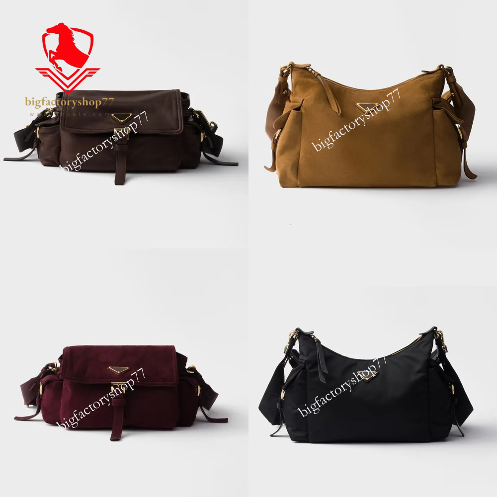 pradxabagg Designer Shoulder Bags pradxabag Hobo Handbags Women Suede Brown Fashion Crossbody Bags Leather Half Moon Cross Body Handbags Totes pradxabag