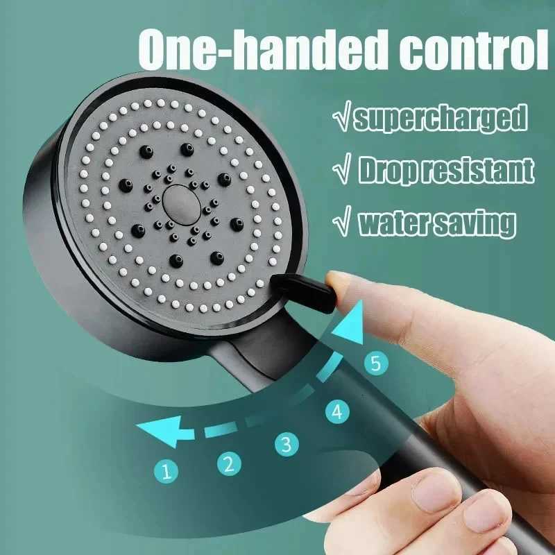 5 Modes Adjustable Shower High Pressure Shower Onetouch Water Stop Handheld Shower Bathro Accessories Y251103