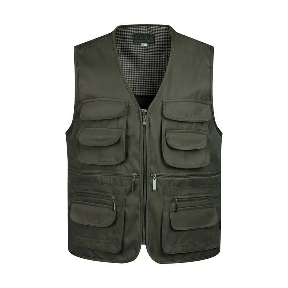 2021 Men Multi-Pocket Classic Waistcoat Male Sleeveless Unloading Solid Coat Work Vest Photographer Tactical Mesh Vest Jacket X250403