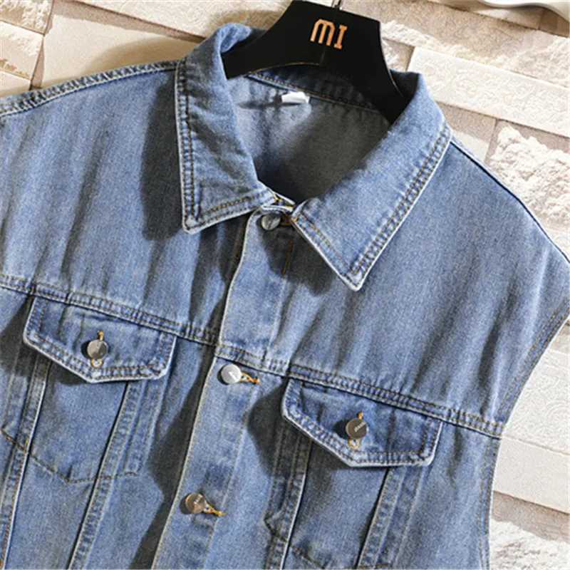 New Denim Vest Men Sleeveless Denim Jacket Casual Waistcoat Men Solid Color Jean Coat Male Streetwear Mens Clothing 2022 X250403