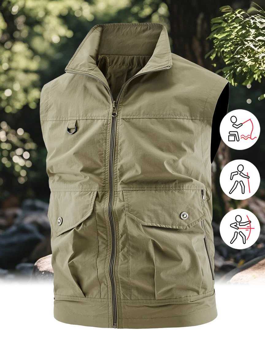 Mens Fishing Vest Travel Vest with Pockets Outdoor Work Photo Cargo Fly Summer Vest Hiking Camping Jacket Mesh Breathable M-6XL X250403