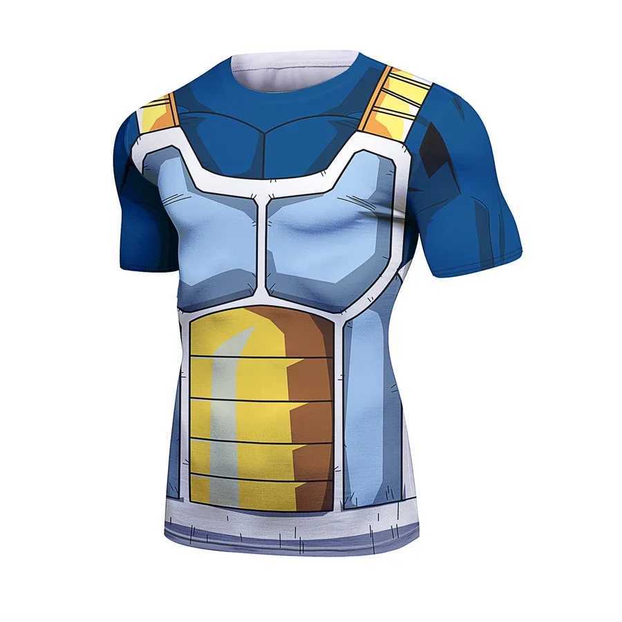 2025 3D printed plus size T-shirt mens compression role-playing Vegeta clothing sports fast drying breathable fitness outdoor running W250402