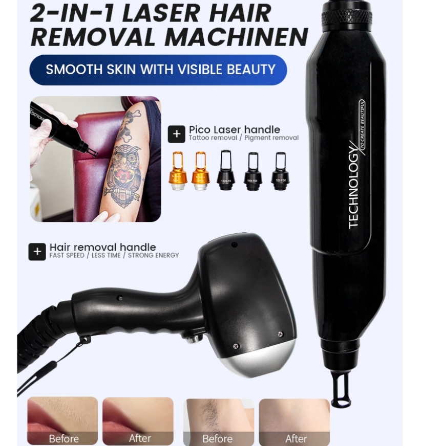 3 Wavelength Diode Laser Hair Removal Picosecond Laser Equipment Dual Function Machine For Pigmentation and Tattoo Removal Professional Spa Aesthetic 