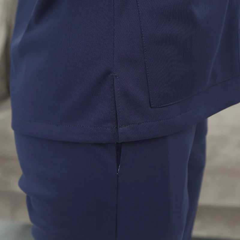 Women Men Silky Scrub Uniform Nursing Workwear Solid Color Scrubs Set Antistatic Top and Pant Long Sleeve Working Suits 30120 J251103