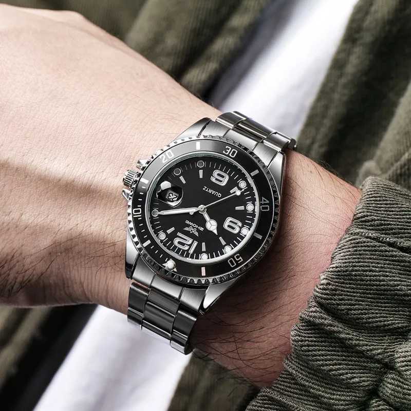 New Fashion Stainless Steel men quartz wristwatches Gold Sliver Luxury Brand Top Quality Men Quartz Watch Relogiowithout boxW251104