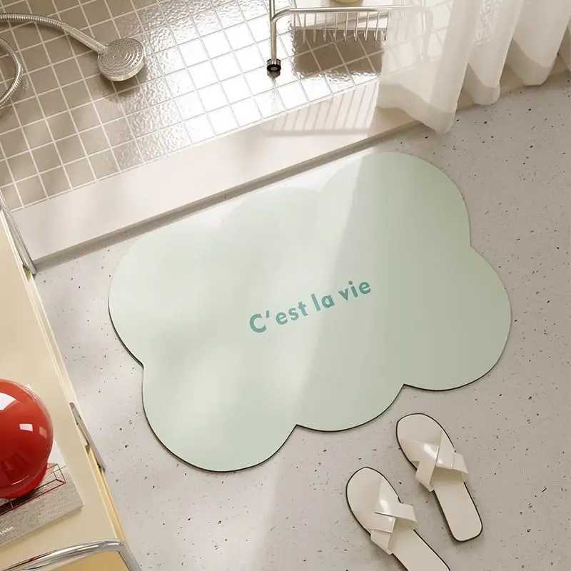 Solid color diatomaceous earth quick drying anti slip mat bathroom water absorbing door foot mat multifunctional C251103