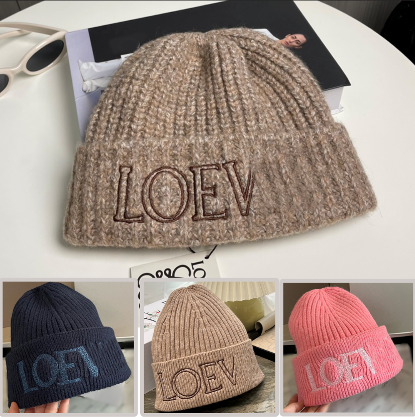 Women's Loews Hat Ribbed Design Beanie Luxury Casquette Knitted Hat Men's Winter Mountaineering Warm Hat Christmas Gift