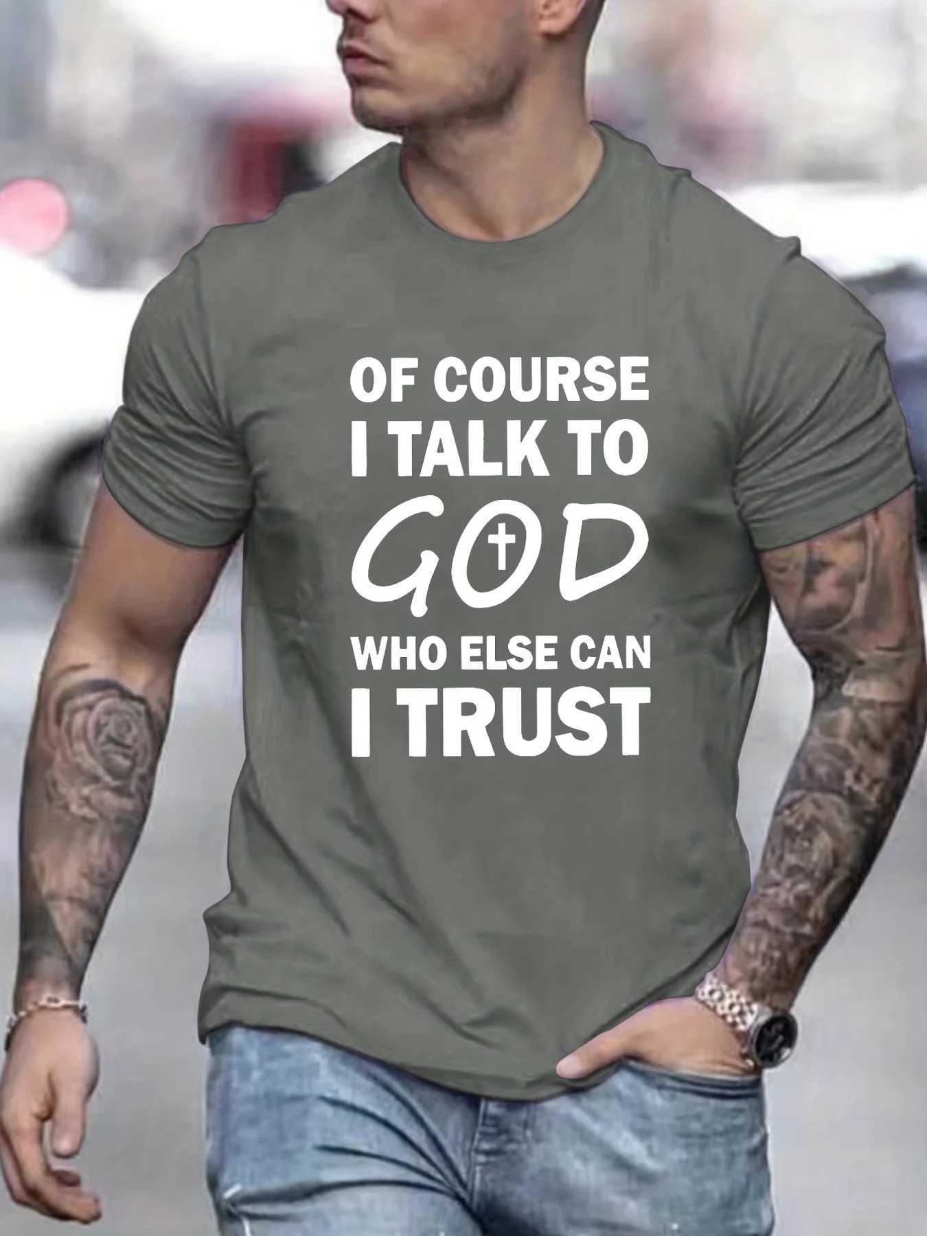 Talk to God Jesus T-shirt Printed T-shirt Mens 100% Cotton Casual Short Sleeve Summer Spring Autumn Oversized Top as a Gift W250402