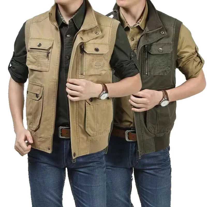 Reporter travel Padded Vest 100% Cotton men Cargo Working Jacket Multi Pocket Tactical clothing Male coat tool bullet proof vest X250403