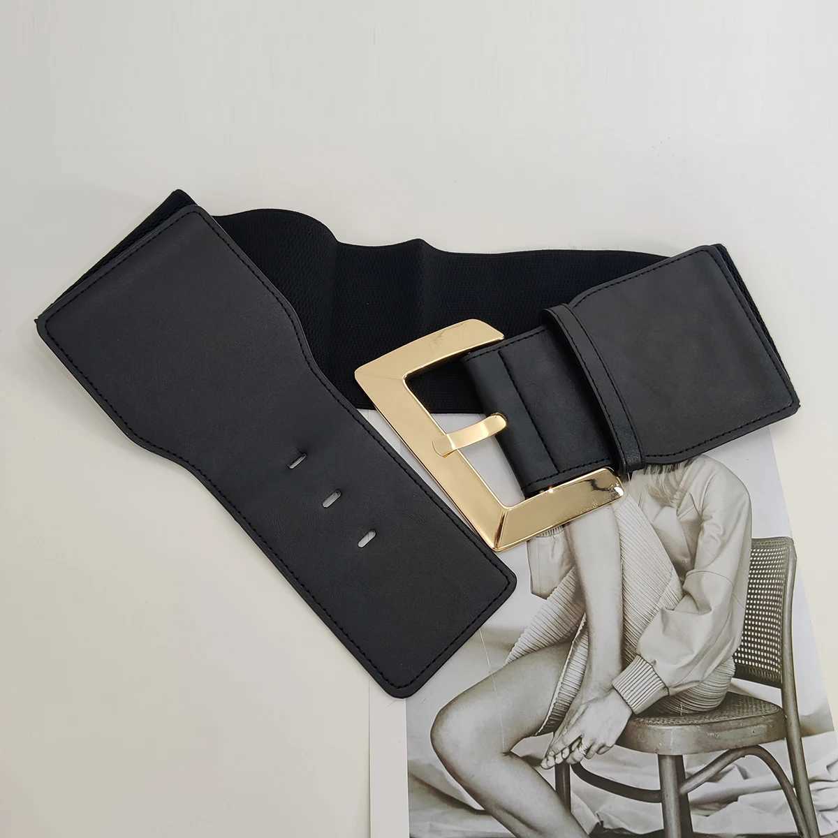 Womens designer belt wide stretch Cummeunds black waist corset belt womens large-sized belt white W250402