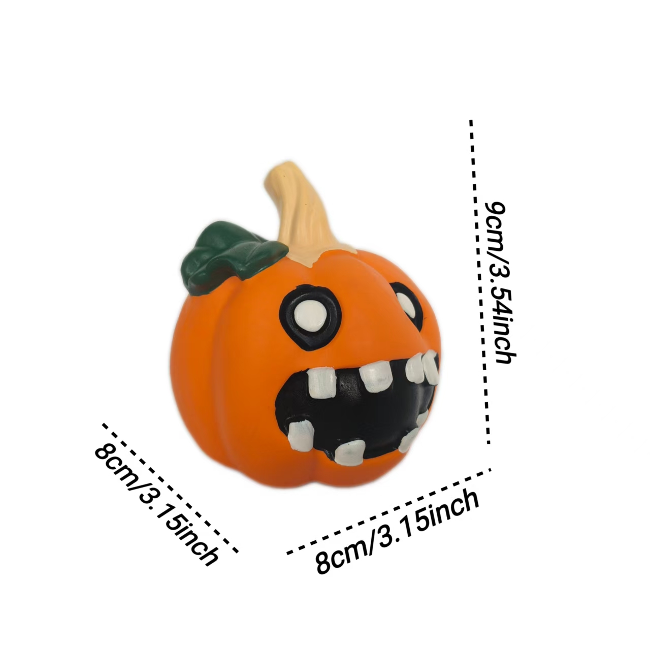 Rubber Squeaky Chewy Dog Toy Soft Natural Latex Interactive 12cm Halloween Monster and Pumpkin Shaped Dog Toys with Bright Colors for Small & Medium D