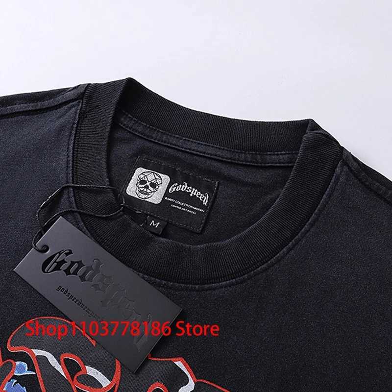 Racing skeleton T-shirt Godspeed short sleeved streetwear original label mens loose casual full matching top T-shirt W250402