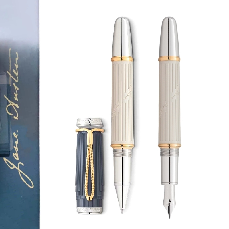 AAA Limited Edition Writer Jane Austen Rollerball Pen Ballpoint Pen White And Blue Unique Design Office Writing Piston Filling Ink Fountain Pens