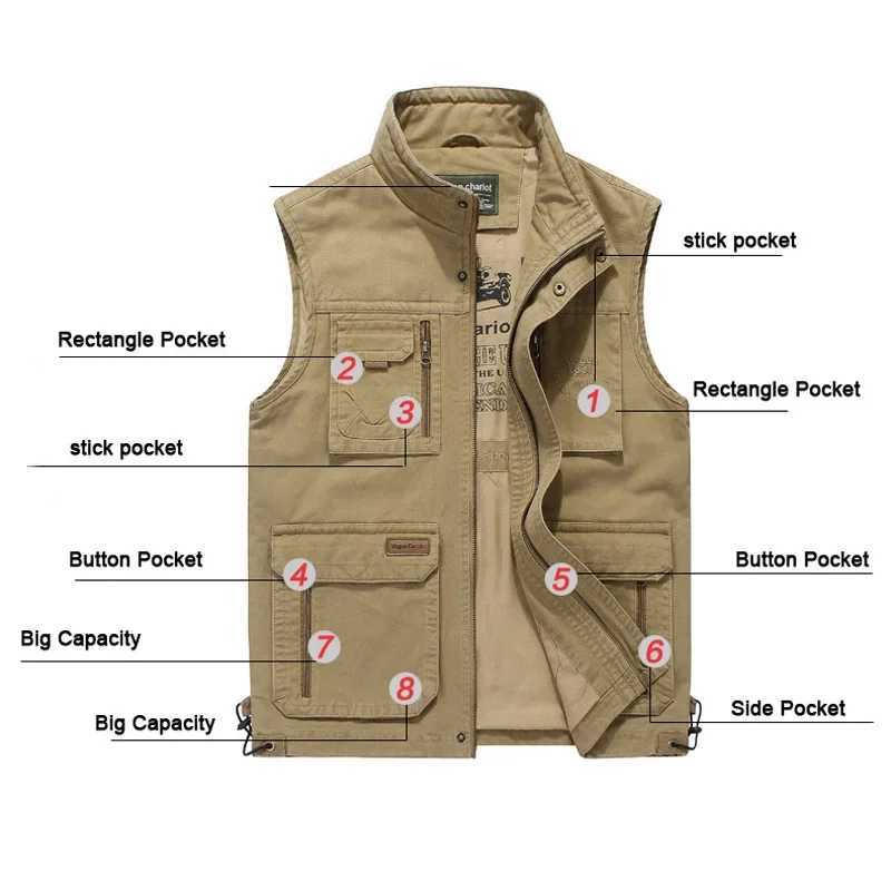 Reporter travel Padded Vest 100% Cotton men Cargo Working Jacket Multi Pocket Tactical clothing Male coat tool bullet proof vest X250403