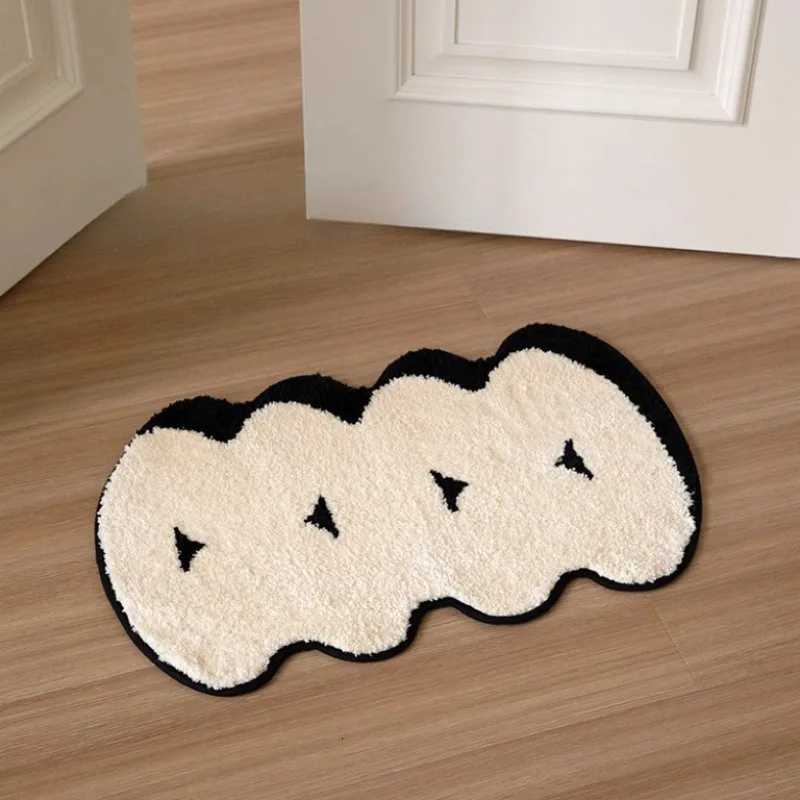 Cream wind bedroom bedside rug flocked thickened bathroom floor mat toilet absorbent mat quick drying foot pad non-slip C251103