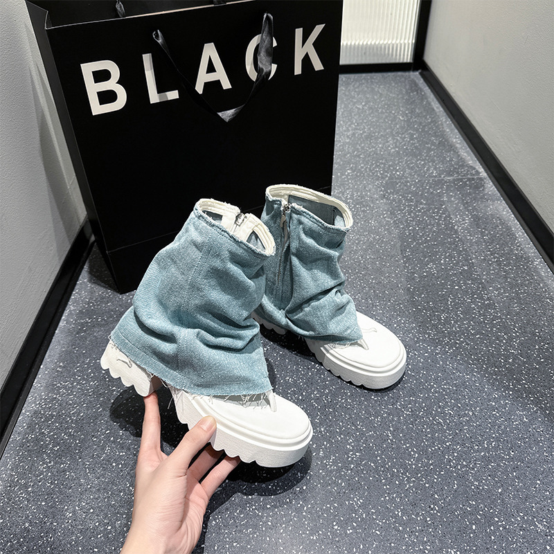 New Designer Sandals With Free Shipping Martin Women's Summer 2025 Thin Denim Clip Toe Short Style Niche Design Cool Boots Women
