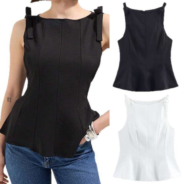 Foreign Trade Wholesale European And American Women's Fashion New French Short Skirt Style Hem Bow Decorated Top 9f0b 6981