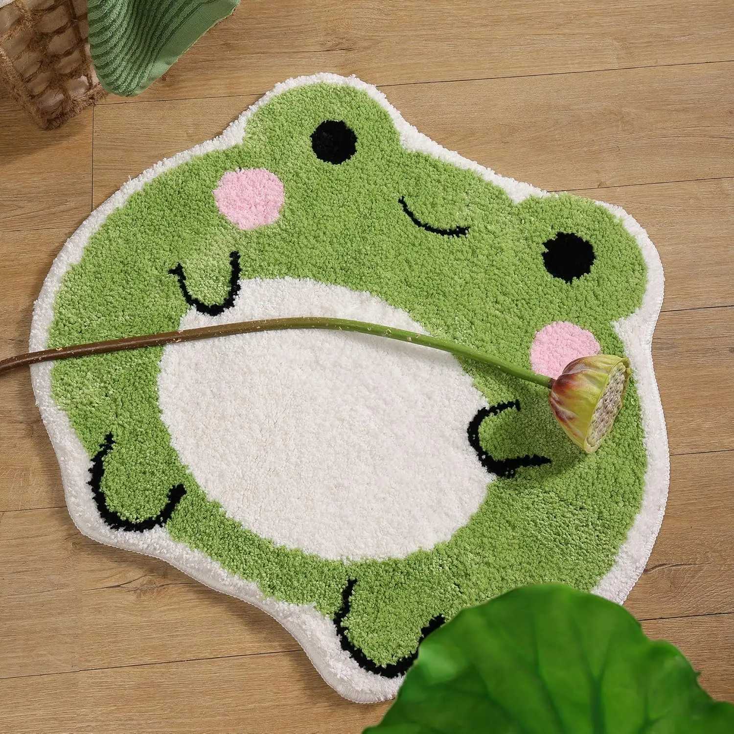 VIKAMA Cute Bath Mat Non Slip Frog Bath Rug for BathroomLuxury Absorbent MatsMachine Washable Shaggy Soft Rugs Bathroom Decor C251103