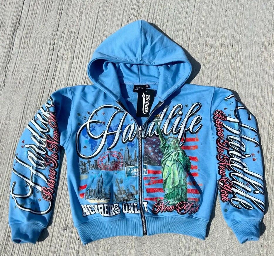 Men's Hoodies American Retro Letter Casual Loose Zipper Hoodie Men Street Hip-hop Fashion Harajuku Oversized Sweatshirt Women jacket