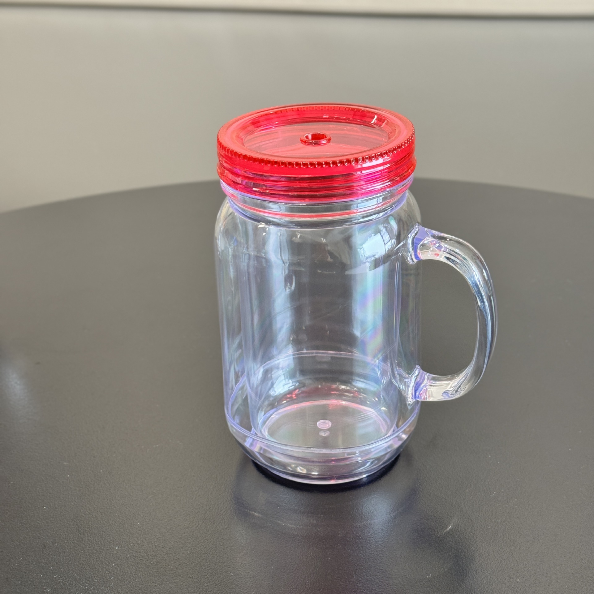20oz snow globe plastic mason jar double walls acrylic cups with handle colored lids straw beverage food cans mugs AS plastic DIY tumbler