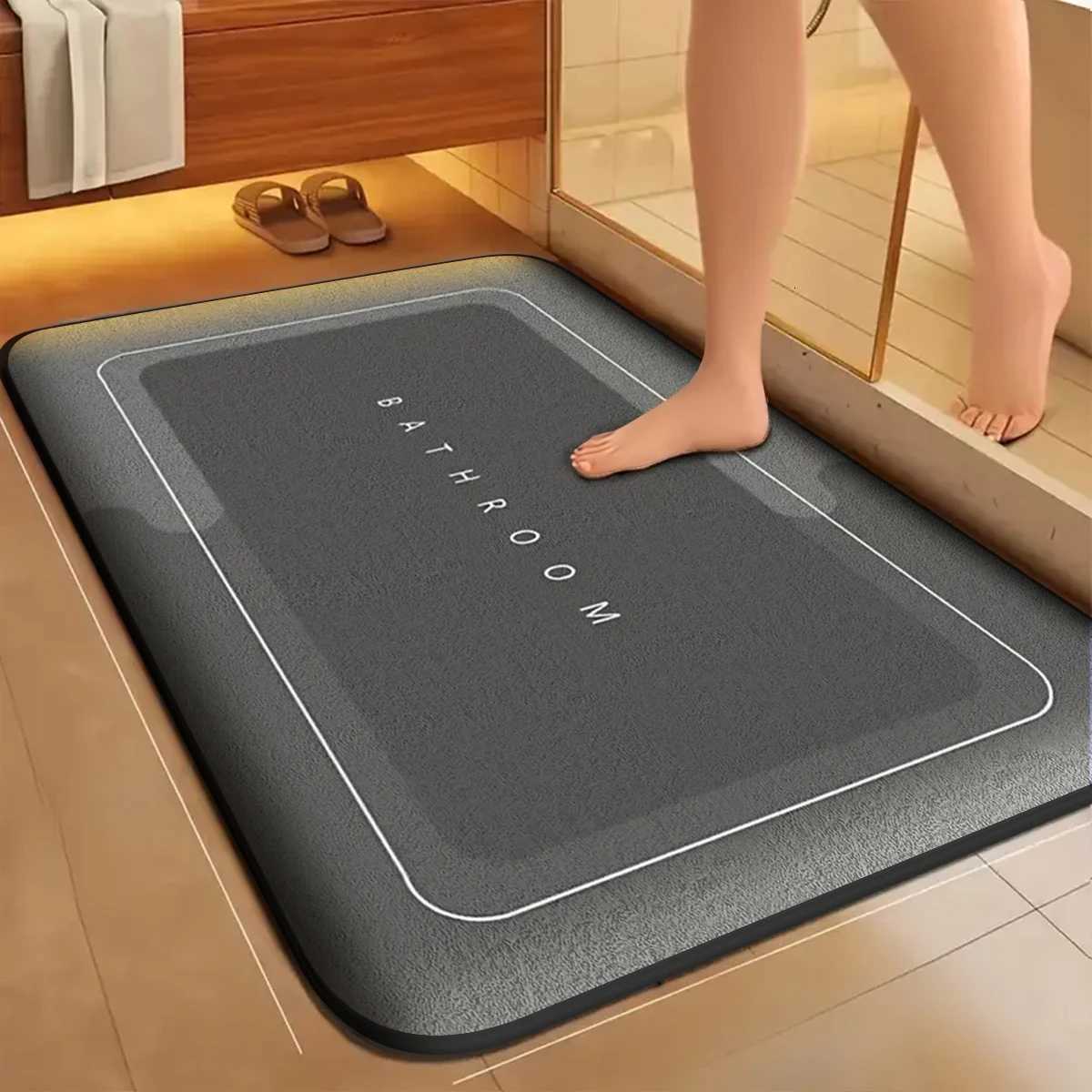 Simple flannel bathroom mat furry shower room non-slip floor mat thick sponge toilet absorbent floor mat bedroom door mat C251103