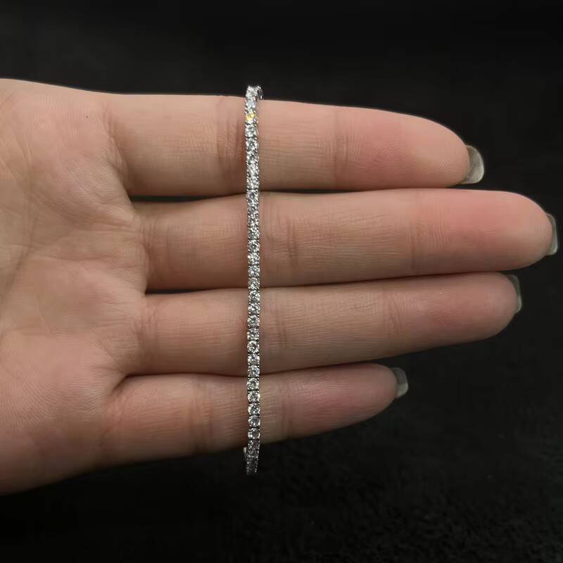 Europe and America 4mm Highend Quality Hip Hop Jewelry Silver Inlay Moissanite Tennis Bracelet