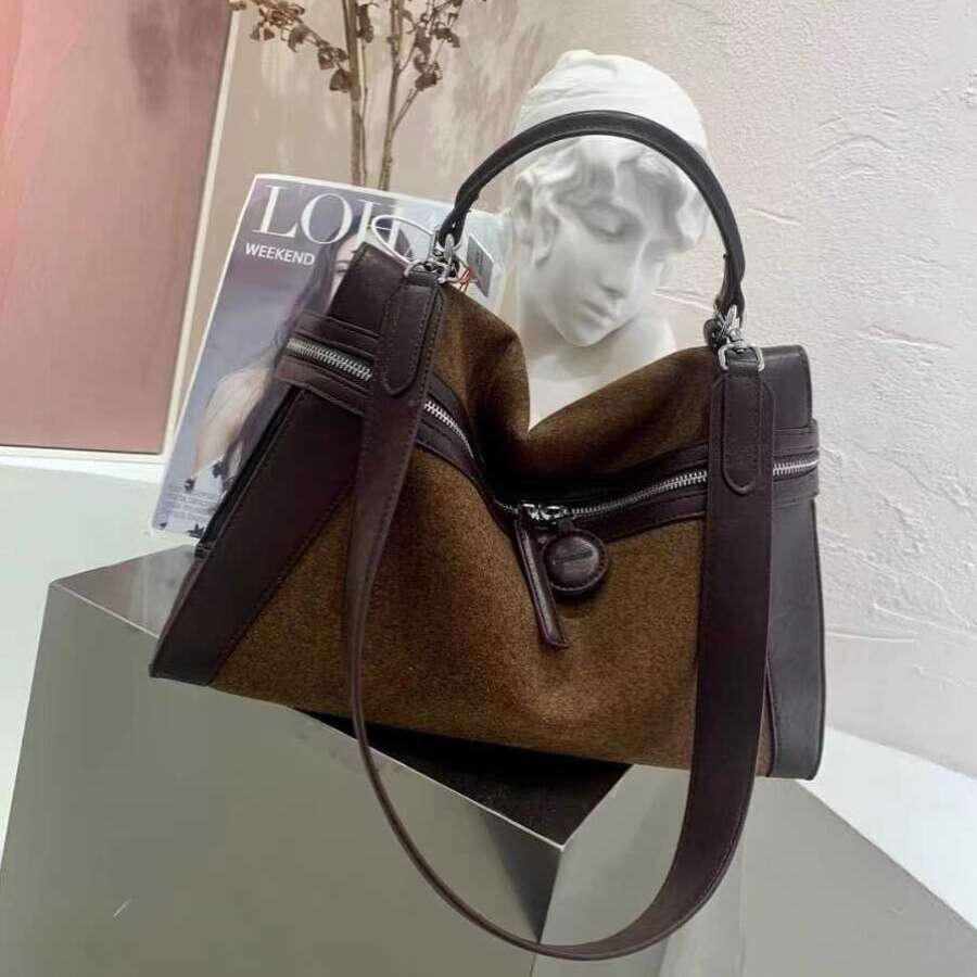 2025 retro color tote commuter bag new fashion large-capacity casual one-shouldered hand-held oblique cross briefcase