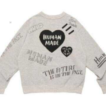 round neck hoodie with front back heart printed hooded sweatshirt, casual and loose fit, hot selling gift for man