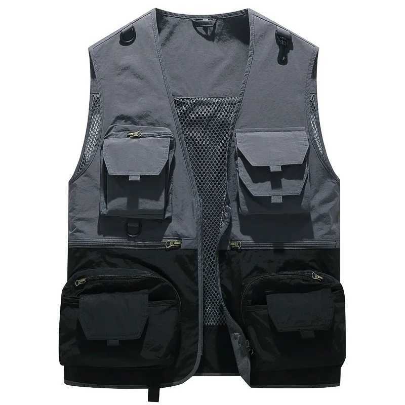 Men Outdoor Fishing Vests Quick Dry Breathable Multi Pocket Mesh Jackets Photography Sleeveless Pocket Vest Patchwork Fish Vest X2504039