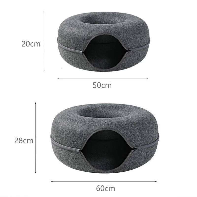 designer brand Donut Bed Pet Cat Tunnel Kitten House Basket Interactive Play Toys for Cats Natural Felt Rabbit Cave Nest
