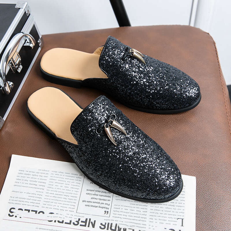 2024 Large Size Spring New Half Dragged Leather Fashion Men's Legged Casual Shoes Trend