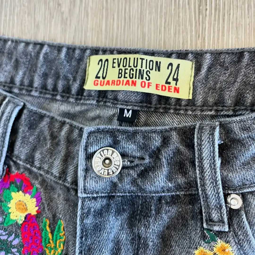 American fashion embroidered denim shorts Harajuku hip-hop street denim shorts fashion street Y2k denim shorts mens clothingXJ250403