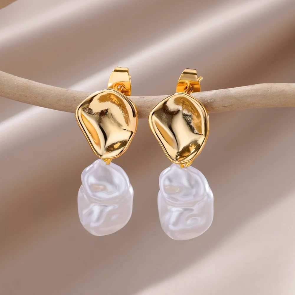 Zircon Pearl Earrings For Women 2023 Trending Stainless Steel Gold Color Drop Earring Wedding Party Luxury Jewelry Bijoux Femme C251103