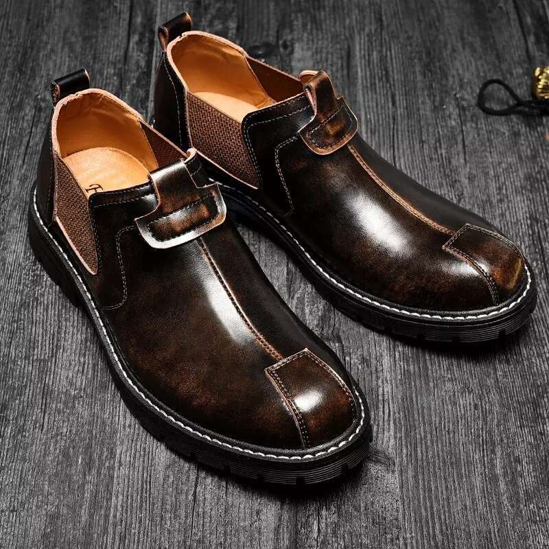 2024 new plus size casual business leather low top matte men's workwear shoes, big toe shoes
