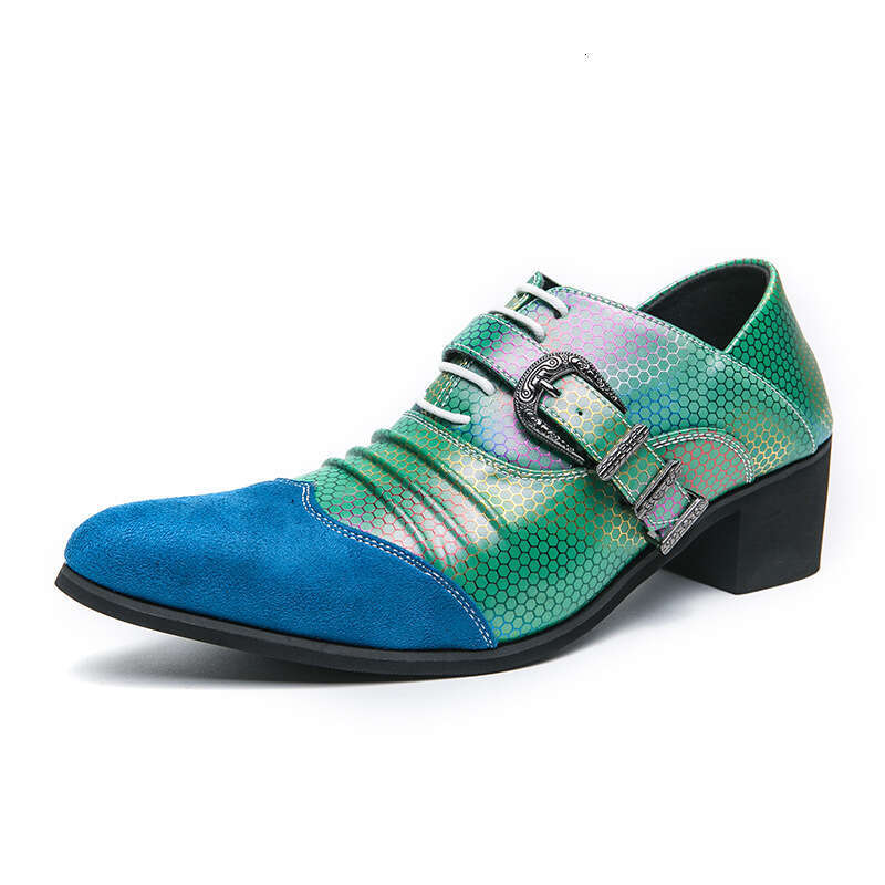 Large Heel 38-46 Men's Pointed British Stylist Nightclub Leather Shoes