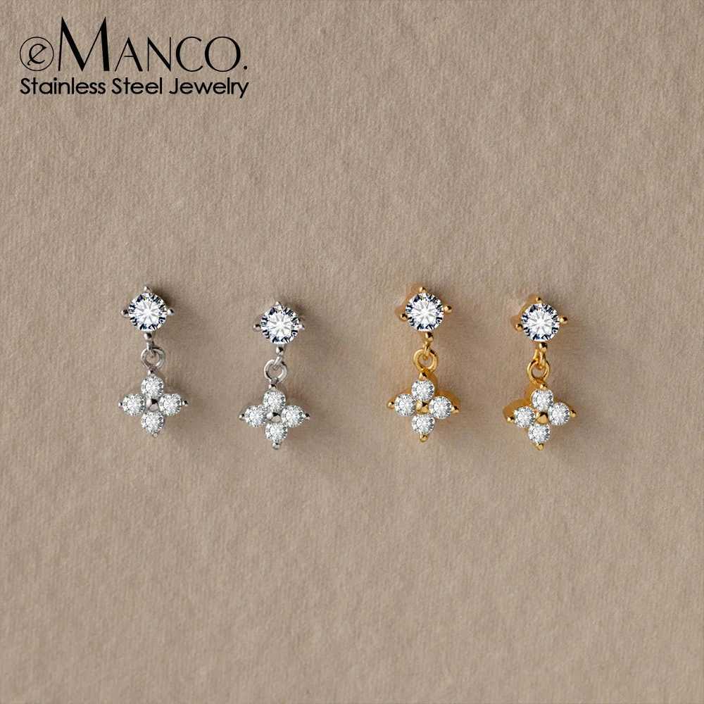 eMancoStainless Steel Jewelry Women Fashion Cute Tiny Clear Crystal Zirconia Stud Earrings Gift for Girls Teens Lady C251103