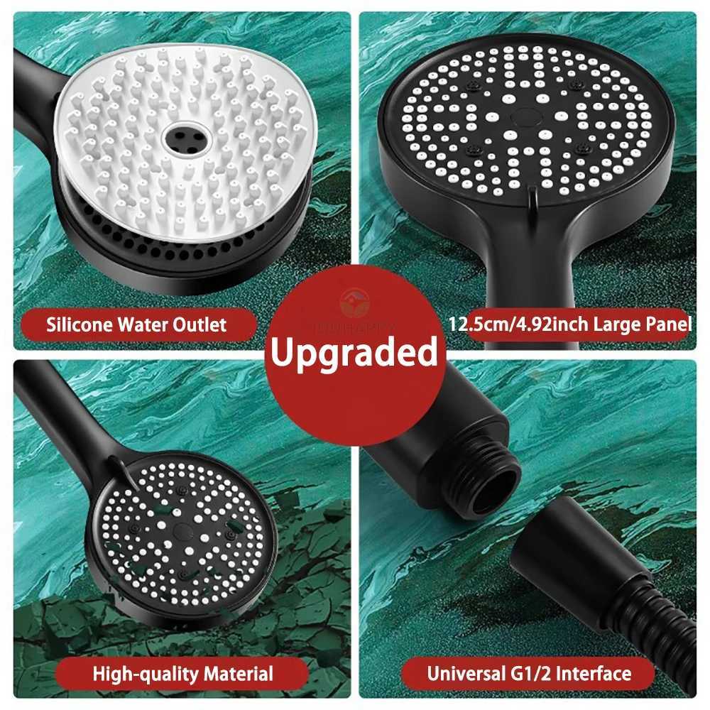 High Pressure Shower Set Water Saving Rainfall Spray Handheld 6 Jet Modes Shower with Hose Bathro Accessories Y251103