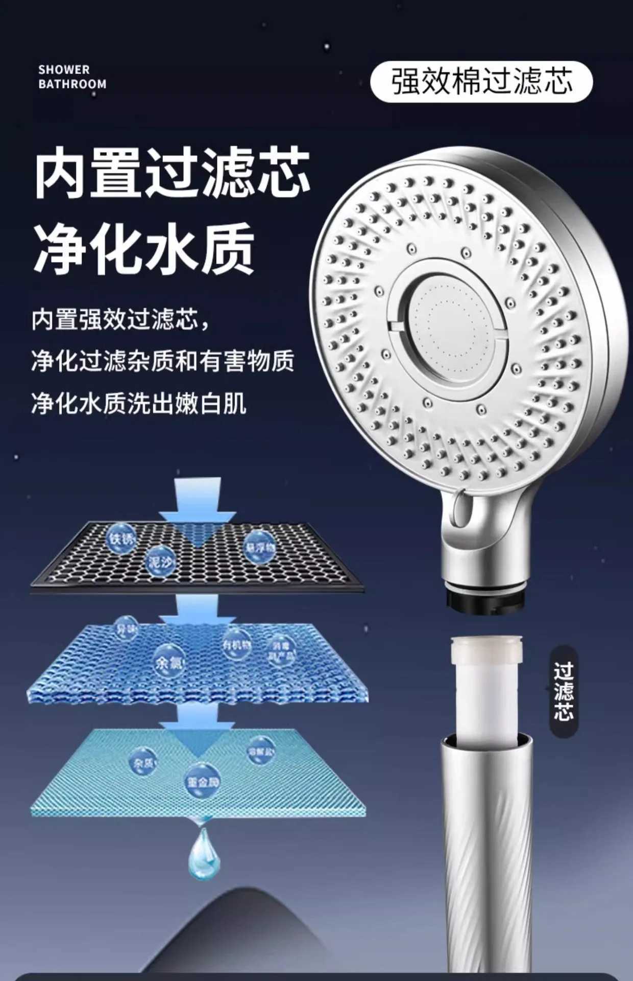 New 5 Modes Big Boost Shower with Filter 122mm Large Panel High Pressure Spray Nozzle Handheld Shower Bathro Accessories Y251103