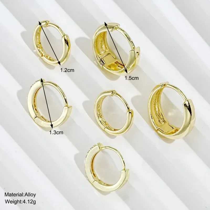 3 Pairs Chunky Gold Plated Crystal Zirconia Hoop Earrings Set for Women Trendy Minimalist Circle Huggie Earrings Punk Jewelry C251103
