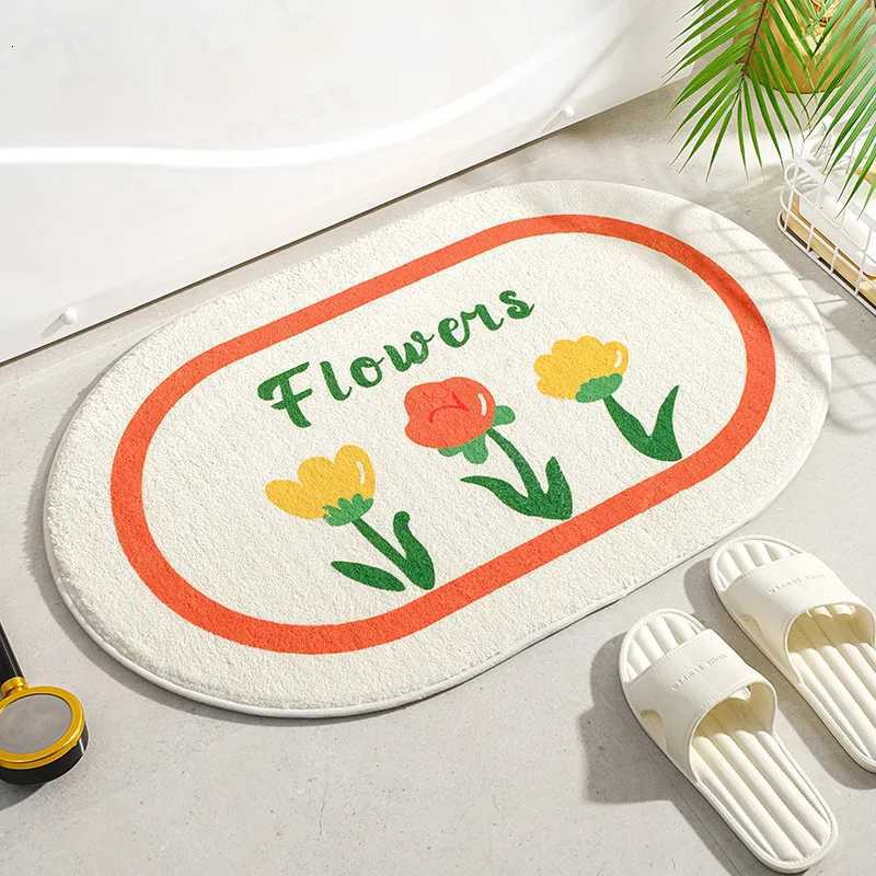 Small Fresh Floor Mats Soft Flowers Words Rugs Home Entrance Carpets Bedroom Toilet Bathroom Door Absorbent Non-Slip Foot Pad C251103