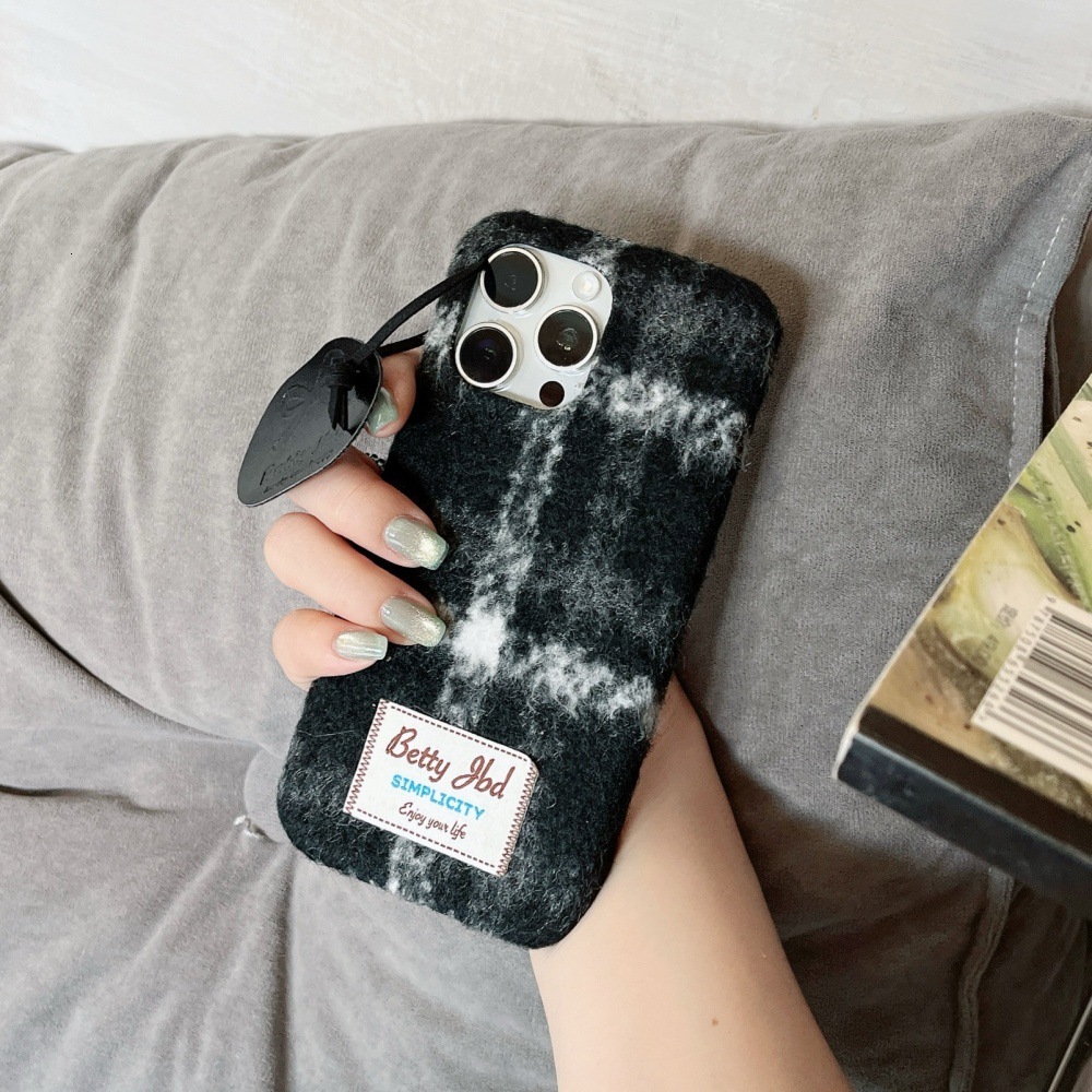 Plush Color-Block Simple Phone Case Compatible with iPhone 17/16 Pro Max Niche Anti-Drop iPhone 15/14 Pro